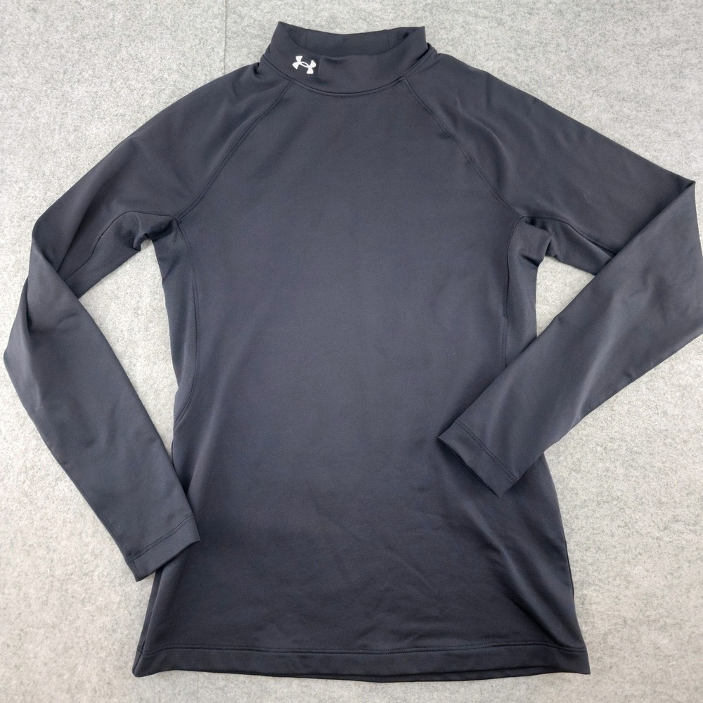 Under Armour ColdGear Fitted Mock Neck Long Sleeve Athletic Shirt Medium Black